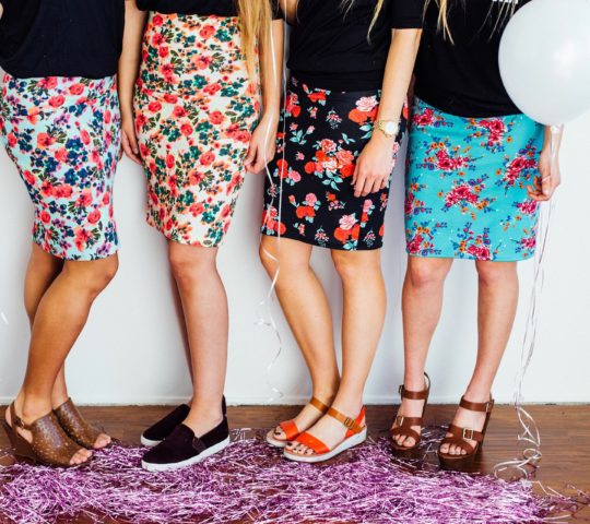 Colorful skirts with patterns.
